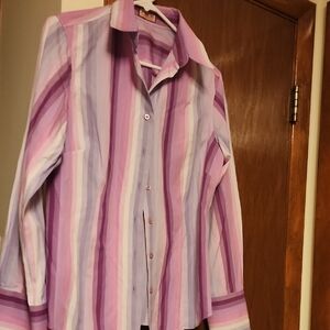 PINK Victoria's Secret Striped Button Down Shirt - Purple and White